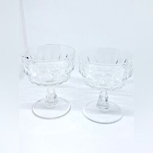 2 Vintage Cristal D'Arques France Diamond Cut Crystal Champagne  Sherbet Glasses